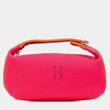 Pre Owned Hermes Pink Red Small Toile Bride A Brac Case