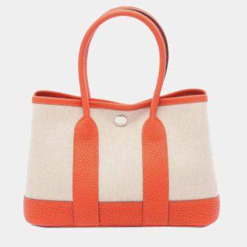 Pre Owned Hermes Brown Orange Toile and Negonda Garden Party 23