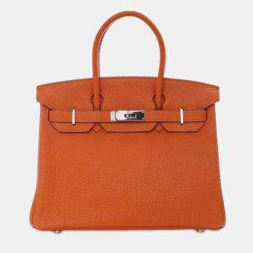 Pre Owned Hermes Orange Togo Birkin Retourne 30