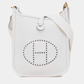 Pre Owned Hermes New White Clemence Evelyne TPM