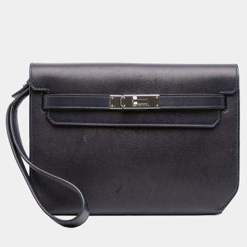 مملوكة مسبقًا محفظة ديبيشه هيرمس كيلي جلد إيفرغرين أزرق ٢٥