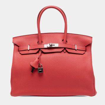Pre Owned Hermes Rouge Casaque Togo Birkin Retourne 35