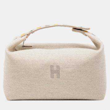 Pre Owned Hermes Beige Large Wool Au Carre Bride A Brac Case