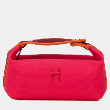 Pre Owned Hermes Pink Red Small Toile Bride A Brac Case