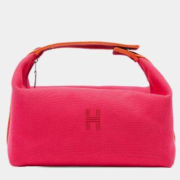 Pre Owned Hermes Pink Hermes Dark Pink Large Toile Bride A Brac Case