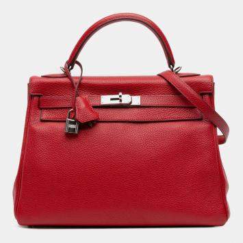 Pre Owned Hermes Rouge Casaque Togo Kelly II Retourne 32