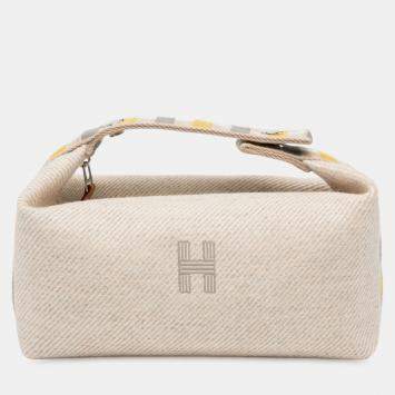 Pre Owned حافظة هيرمس عروس-أ-براك أو كارير صوف بيج فاتح صغير