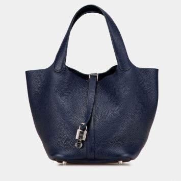 Pre Owned Hermes Blue Clemence Picotin Lock 22