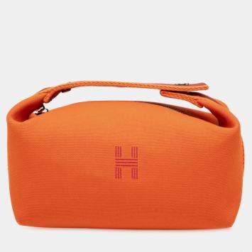 Pre Owned Hermes Orange Small Toile Bride A Brac Case