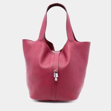 Pre Owned Hermes Pink Clemence Picotin Lock 33