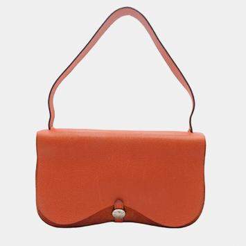 Pre Owned Hermes Potiron Vache Liege and Toile Sac Colorado MM