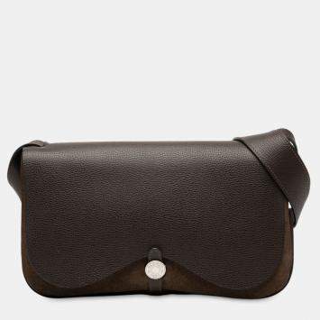 Pre Owned Hermes Brown Vache Liege and Toile Sac Colorado PM