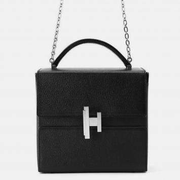 Pre Owned Hermes Cinetic 2Way Bag Black Chevre Myzore Goatskin
