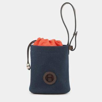 Pre Owned Hermes Dog Treat Pouch Navy Coating Canvas