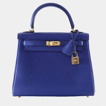 Pre Owned Hermes Bleu Royal Togo Kelly II Retourne 25
