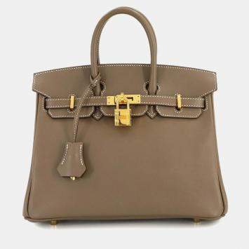 Pre Owned Hermes Birkin 25 Swift Etoupe Handbag