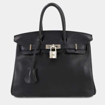 Pre Owned Hermes Birkin 25 Swift Black Handbag