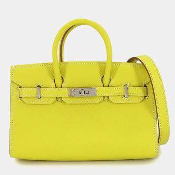 Pre Owned Hermes Tiny Birkin Epsom Lime Shoulder Bag