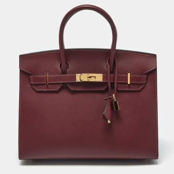 مملوكة مسبقًا Hermes Birkin Sellier 30 Gold Finish Rouge H Madame Leather Tote