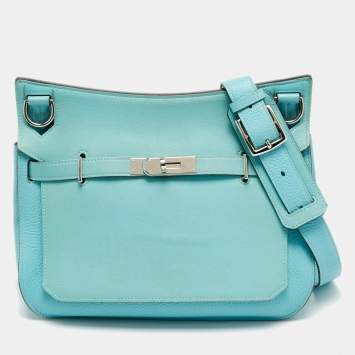 Pre Owned Hermès Jypsiere 28 Bleu Atoll Swift and Taurillon Clemence Leather Shoulder Bag