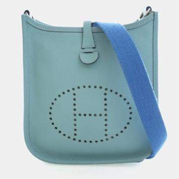 Pre Owned Hermes Bleu Atoll Epsom Evelyne TPM 16