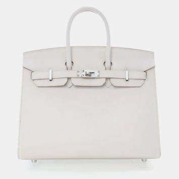 مملوكة مسبقًا Hermes Gris Pale Epsom Sellier Birkin 25