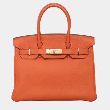مملوكة مسبقًا Hermes Birkin 30 Orange Leather Bag