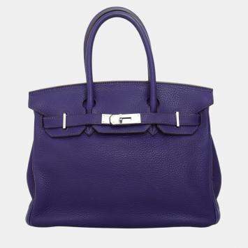 مملوكة مسبقًا Hermes Birkin 30 Purple Leather Bag