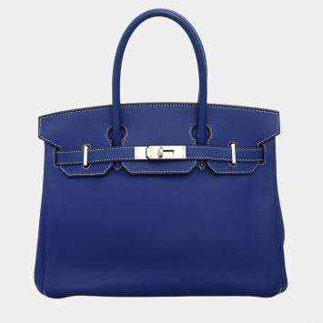 مملوكة مسبقًا Hermes Blue Epsom Leather Birkin 30 Candy