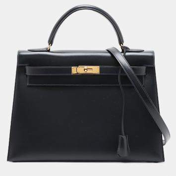مملوكة مسبقًا Hermes Blue Box Calf Kelly Sellier 32