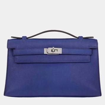 مملوكة مسبقًا Hermes Blue Electric Swift Kelly Pochette Handbag