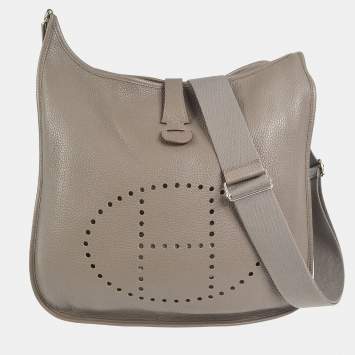 Pre Owned Hermes Etain Taurillon Clemence Evelyne 3 TGM Shoulder Bag