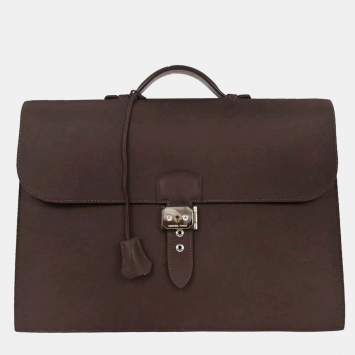 مملوكة مسبقًا Hermes Chocolat Chamonix Sac a Depeches 38 Handbag