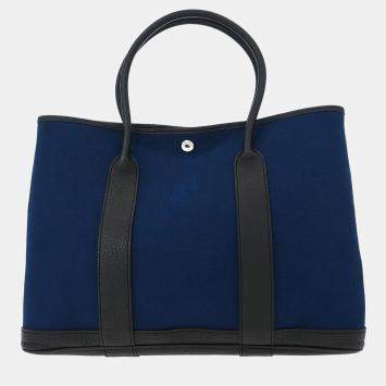مملوكة مسبقًا Hermes Navy Toile Officier Negonda Garden Party 36 PM Tote Bag