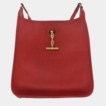 Pre Owned Hermes Rouge Garance Togo Vespa Pm Shoulder Bag