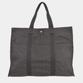 Pre Owned Hermes Gray Canvas Herline Tote Tgm Handbag