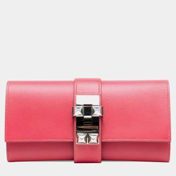 Pre Owned Hermes Pink Tadelakt Medor Clutch 23
