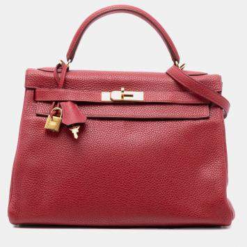 Pre Owned Hermes Rouge Grenat Togo Kelly II Retourne 32