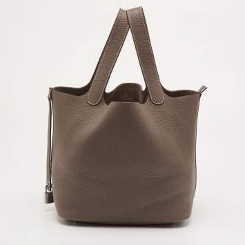 مملوكة مسبقًا Hermès Picotin Lock 22 Etoupe Taurillon Clemence Leather Tote