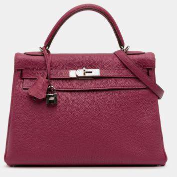 Pre Owned Hermes Purple Togo Kelly II Retourne 32