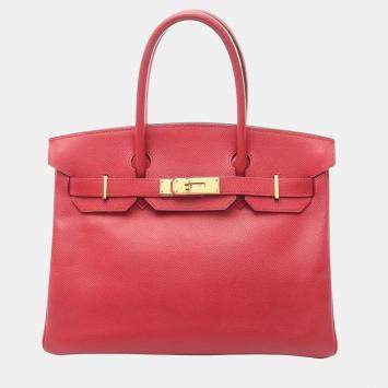مملوكة مسبقًا حقيبة هيرمس بيركن 30 جلد إبسوم روج فيف