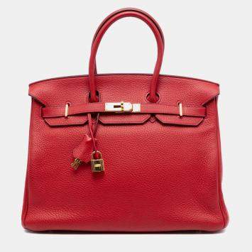 Pre Owned Hermes Rouge Vif Togo Birkin Retourne 35