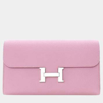 Pre Owned Hermes Mauve Sylvestre Epsom Constance To Go Wallet