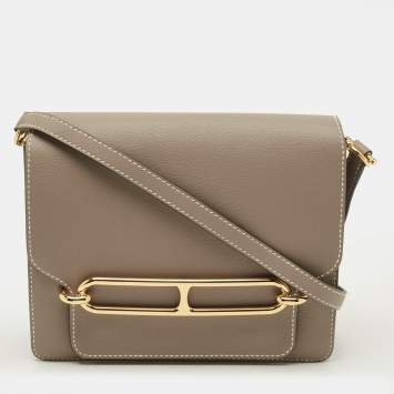 Pre Owned Hermes Roulis 23 Etoupe Evercolor Leather Shoulder Bag