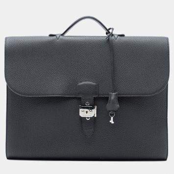 مملوكة مسبقًا Hermes Black Togo Sac A Depeches 38