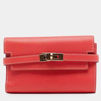 مملوكة مسبقًا Hermes Red Epsom Kelly Depliant Wallet