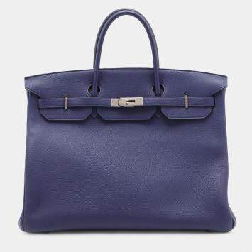 Pre Owned Hermes Blue Togo Birkin Retourne 40