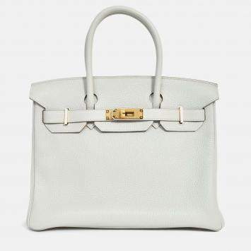 Pre Owned Hermes 2019 Gris Perle Clemence Leather Birkin 30
