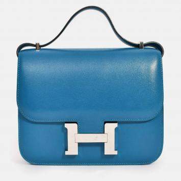 مملوكة مسبقًا حقيبة هيرمس كونستانس 18 جلد تادلكت أزرق إزمير 2017