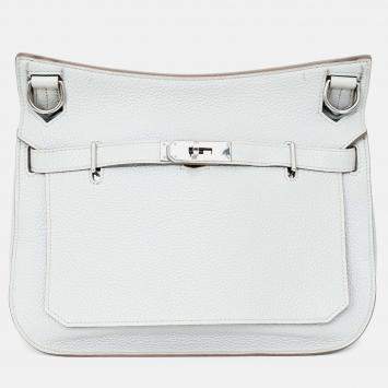 Pre Owned Hermes Light Grey Clemence Leather Jypsiere 28